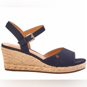 TOMMY HILFIGER GALLIE SANDALS NAVY BLUE ESPADRILLE WEDGES *SIZE 7.5 *EUC